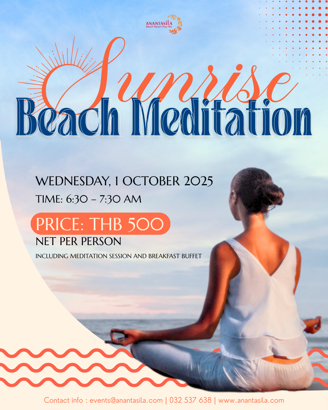 Sunrise Beach Meditation,restaurant huahin,seafood huahin,special rate huahin,restaurant khaotakiab,restaurant beach,Huahin Beachfront Hotel and Resort,In the seaside resort of Hua Hin,americanfood huahin,ร้านอาหารริมทะเลหัวหิน,ร้านอาหาร5ดาวติดชายทะเล,ร้านอาหารพร้อมที่พัก,thebeachatanantasila